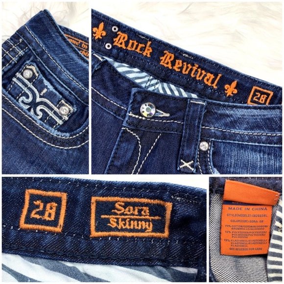 🚫SOLD!👖I•ROCK REVIVAL•I Sara Skinny Jeans 28x32 - Picture 7 of 8